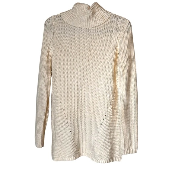Anthropologie Moth Women's Cream High Low Turtleneck Sweater- Medium - Picture 7 of 13